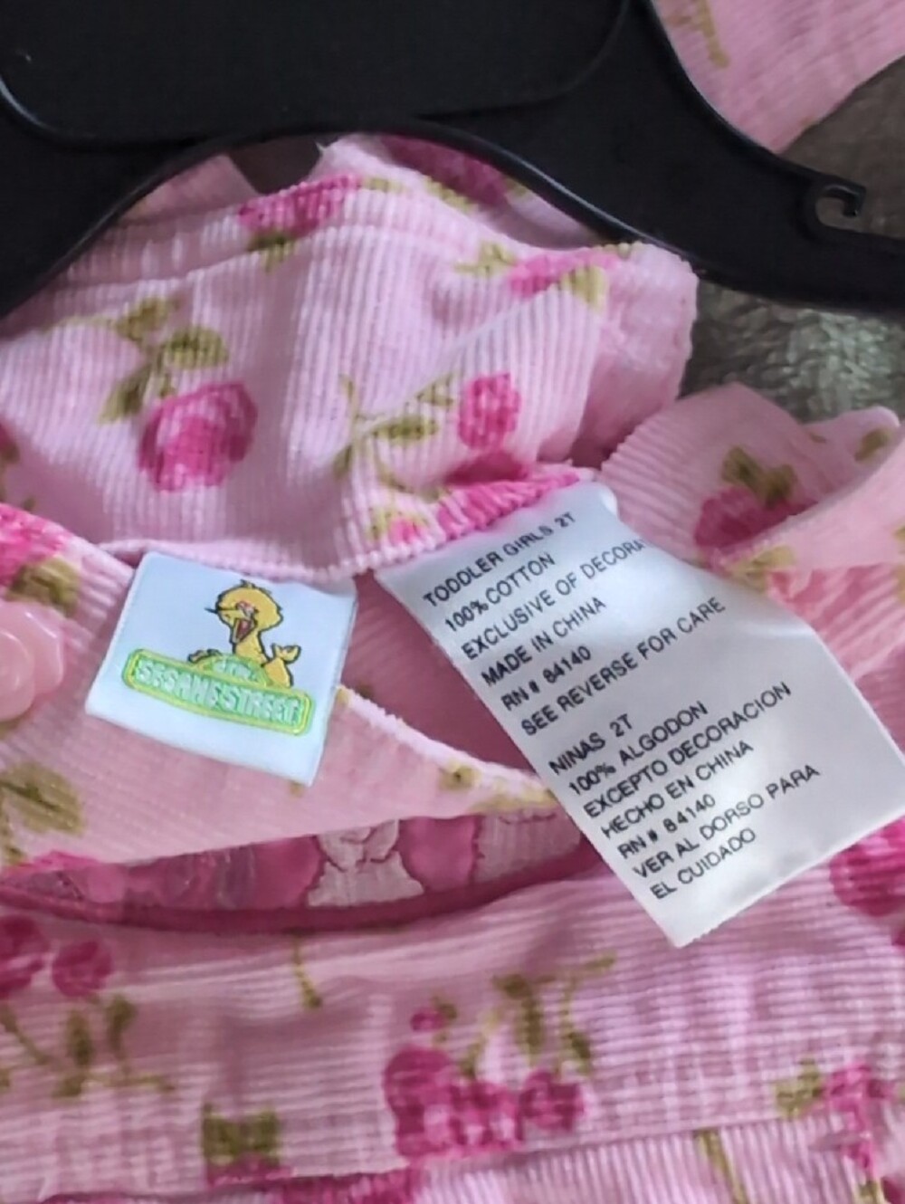 Sesame Street Pink Floral Girls' Overalls, Elmo And Big Bird - Picture 9 of 12